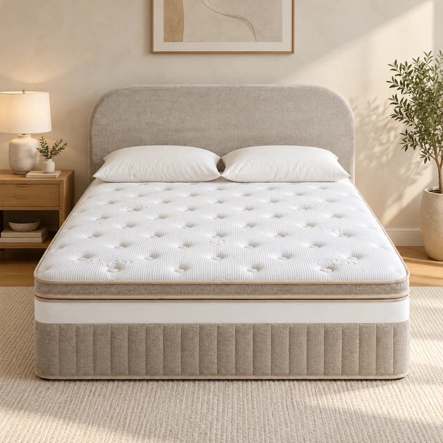 Apricot Arc bed in a sunlit bedroom