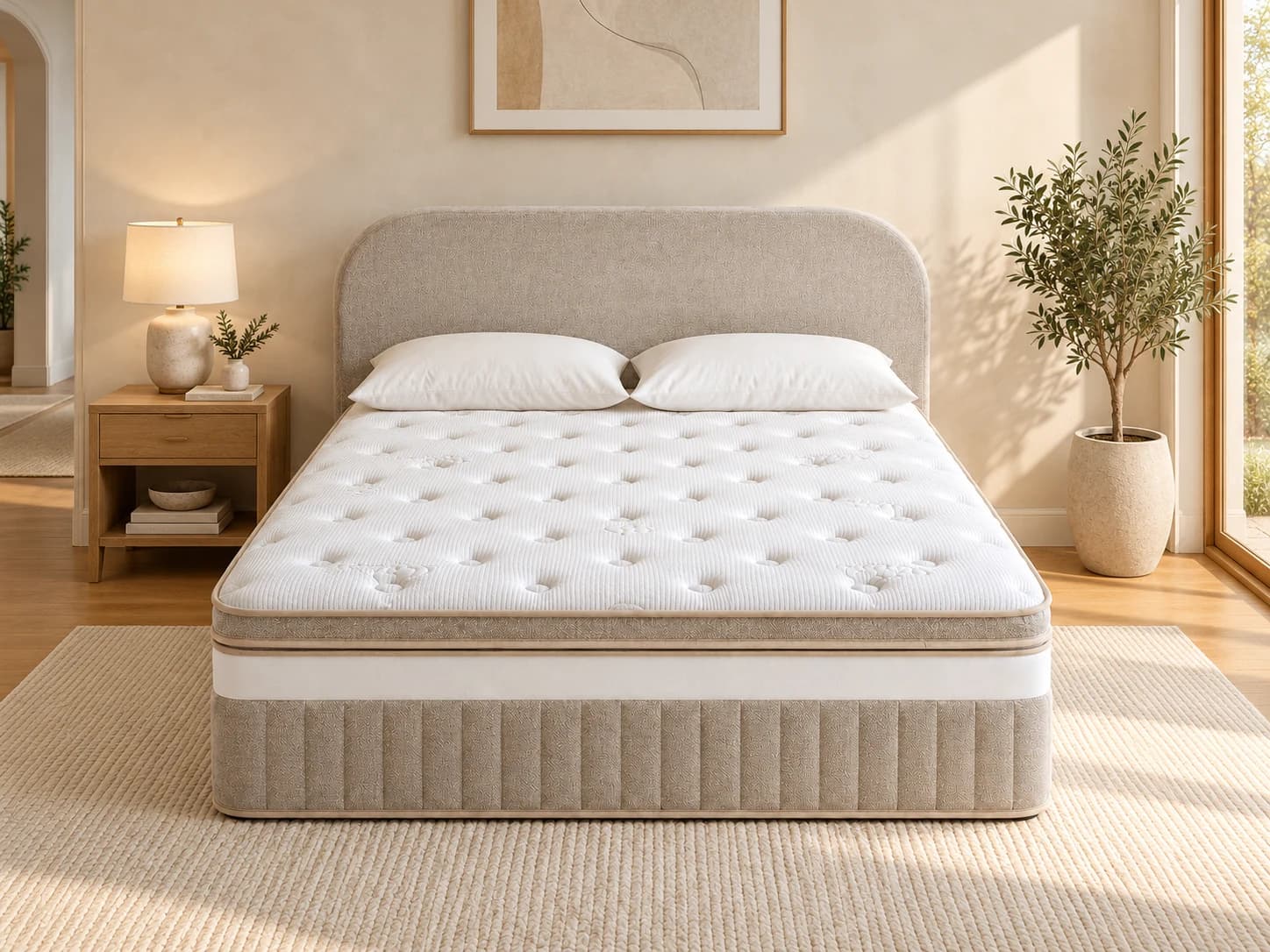 Apricot Arc bed in a sunlit bedroom